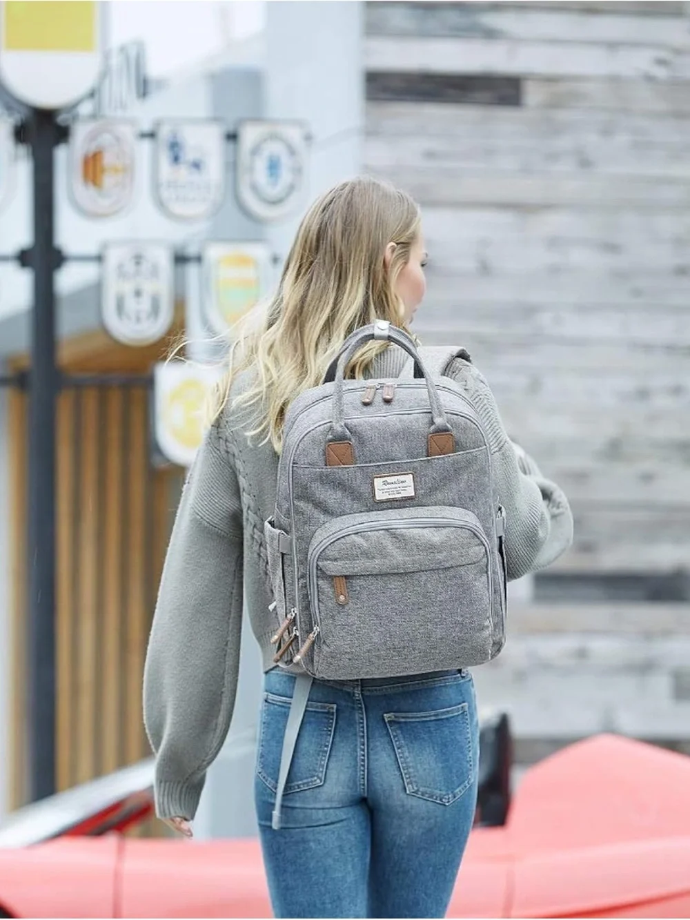 Baby Bag Backpack- Gray-SUPER VERSATILE- RUVALINO Diaper Bag Backpack NEW